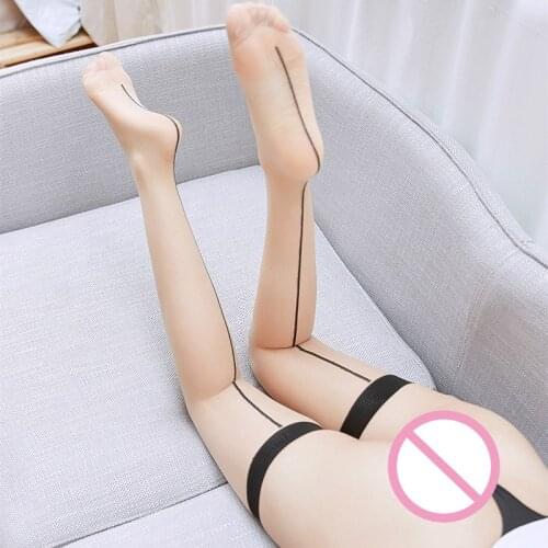 1Pair Retro Back Line Sexy Stockings Transparent Hot Patchwork Over Knee Stocking Women Sexy Lingerie Nylon Thigh High Stockings