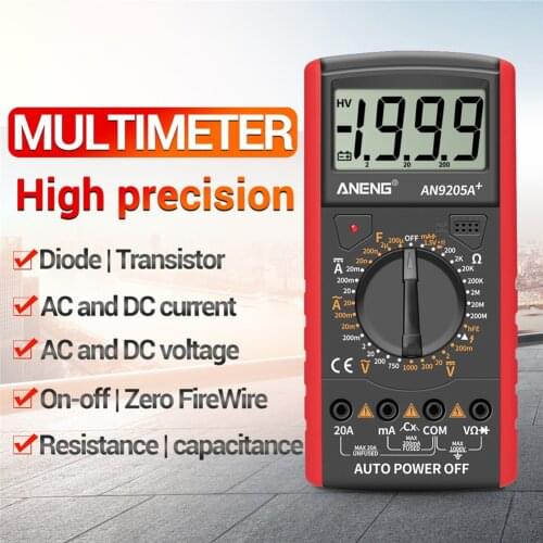 DT9205A+ Digital Multimeter Profesional Transistor Tester Electrical ESR NCV Test Meter Analog Auto Range Multimetro