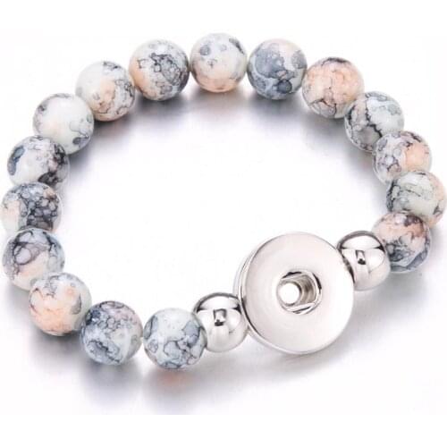 Color Handmade Snap Button Bracelet 10mm Imitation Pearls Beads Snap Jewelry Fit 18mm Snap Button Jewelry Beaded Bracelet