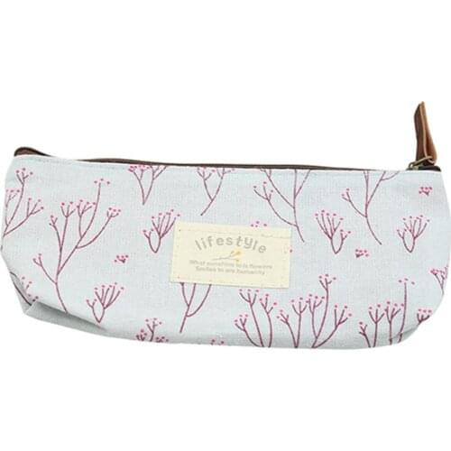 Floral Canvas Pencil Pen Case Cosmetic Makeup Tool Bag Storage Pouch Purse