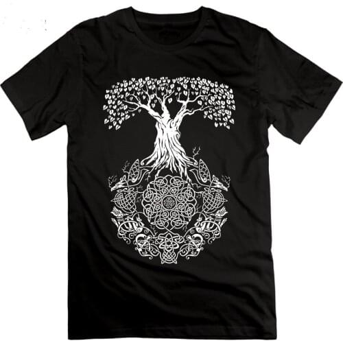 Viking T-Shirt Tree of Life Valhalla Son of Odin Men Short Sleeve O-Neck Big Size Men T Shirts Quality 100% Cotton Tops