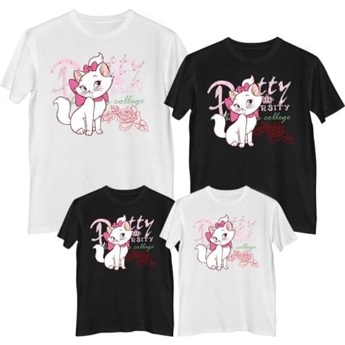 Disney The Aristocats Marie Cat T shirt Comfortable 100% cotton Fashion Womens shirt T-shirt for girls mom and daughter dress