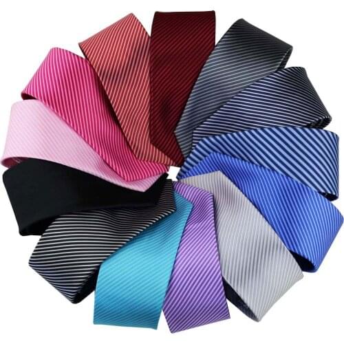 Coachella Ties Two Colour Diagonal Stripes Necktie Jacquard Woven Microfiber Skinny Tie 7cm (13 colors for choose)