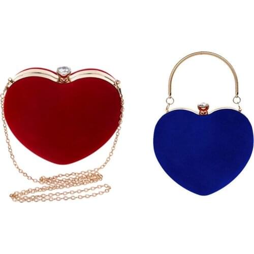 2 Pcs Heart Shape Clutch Bag Messenger Shoulder Handbag Tote Evening Bag Purse, Red & Blue