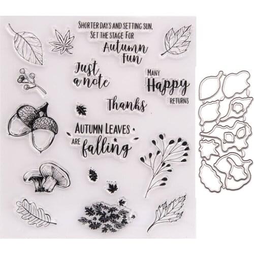 KLJUYP Autumn Leaves Transparent Clear Silicone Stamp Cutting Dies Set for DIY scrapbooking/photo album Decorative