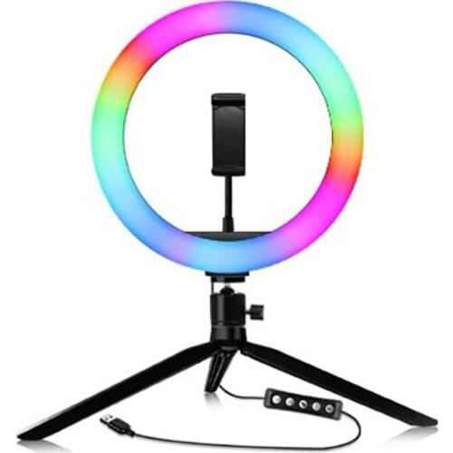 Ring Light 10Inch Mini Selfie LED Desktop Ring Lamp with Tripod Stand & Cell Phone Holder & Bluetooth Remote