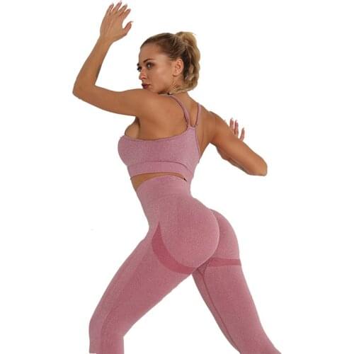 Women Outfits Skinny Stretch Two Pieces Set High Elastic Fitness Tracksuit Skinny Stretch Outwear Slim Leggings Sports Wear