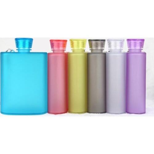 400ml Reusable Small Drinking Water Bottle - BPA Free, Leakproof, Refillable Flat Memo Slim Thin Flask for Sport, Travel, School