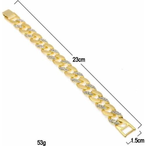 Fashion Jewelry Stainless Steel Rhinestone Chain Curb Chain Mens Bracelet Gifts
