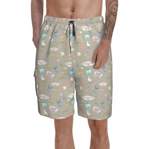 Water Board Shorts Swimming Trunks Polyester Men Beach Pattern Swim Trunks