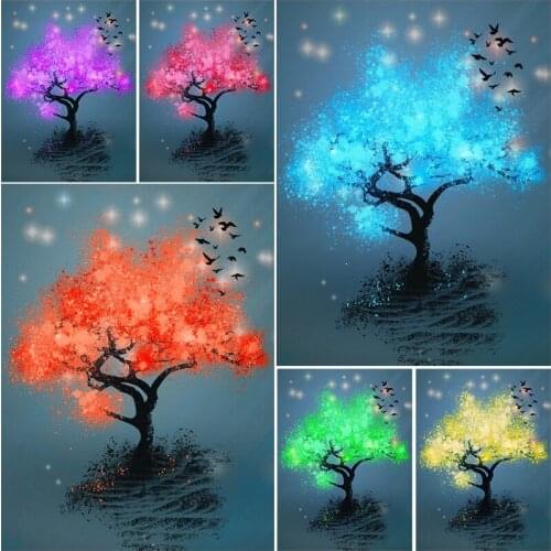 5D Colorful Tree DIY Diamond Painting Cross Stitch Kit Mosaic Full Round Drill Diamond Embroidery Home Craft Art Decoration Gift