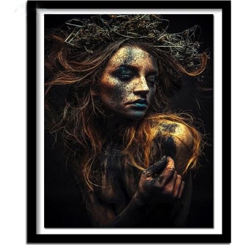 Black And Gold Women Cross Stitch Kits 5D Diy Diamond Painting Full Square Round Drill Embroidery Home Decoration Gift