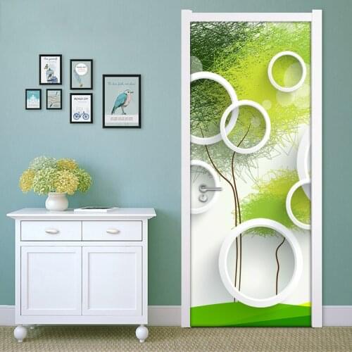 3D Door Sticker Wallpaper Wall Decals Modern Geometric Circles Abstract Art Wall Mural Waterproof Vinyl Self-Adhesive Stickers