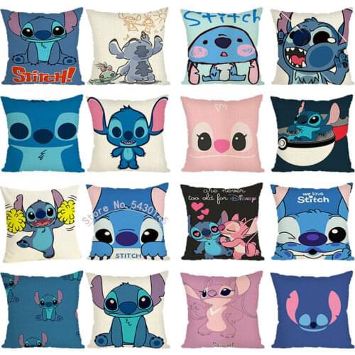 Disney Cartoon Cute Lovely Stitch Series Pillow Cover Home Sofa Bed Car Cushion Cover 45x45cm