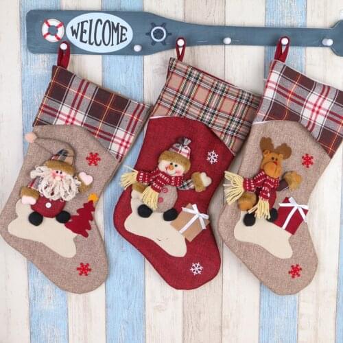 New Year Christmas Stocking Santa Claus Deer Snowman Socks Candy Bag Christmas Decorations for Home Navidad Christmas Gift Bag