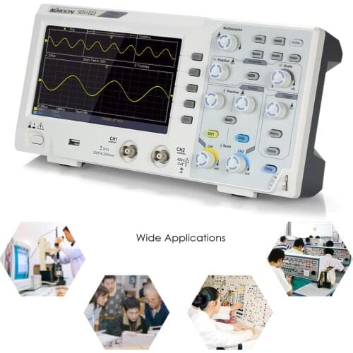 KKmoon SDS1022 Oscilloscope Oscillometer Digital Storage Oscilloscope 2CH 20MHz 100MS/s 7 Oscilloscope EU Plug/US Plug/UK Plug