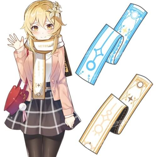 Anime Genshin Impact Lumine Aether Cosplay Autumn Winter Warm Soft Neckerchief Student Fashion Scarf Xmas Gifts 160*25cm