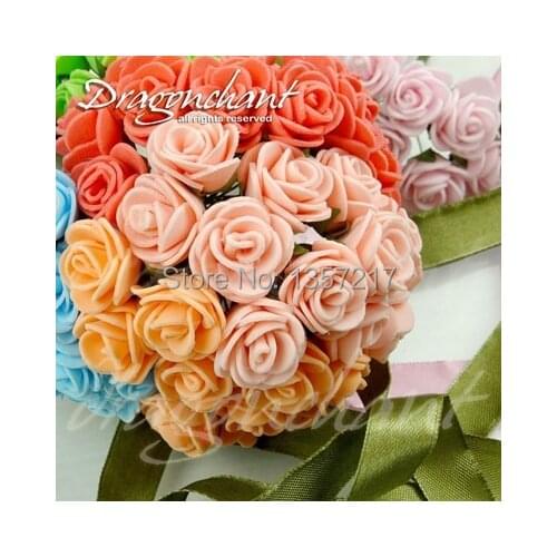 Sale!!! 20mm Head Multicolor PE Rose Foam Mini Flower Bouquet Solid Color/Scrapbooking Artificial Rose Flowers(72pcs/lot)