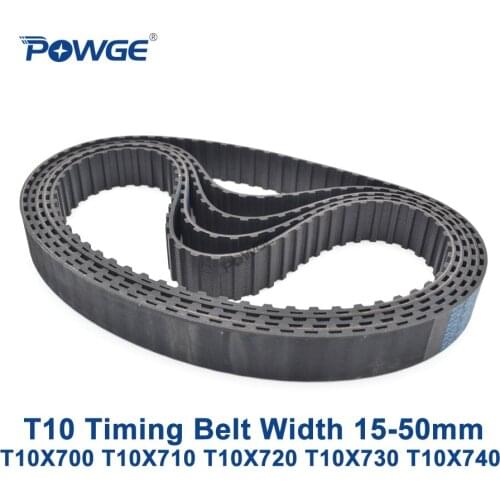 POWGE T10 Synchronous timing belt C=700/710/720/730/740 Width 15/20/25/30/40/50mm Rubber T10X700 T10X710 T10X720 T10X730 T10X740