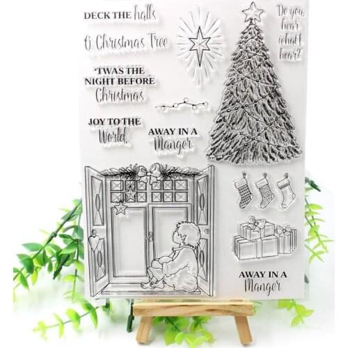 Christmas Tree Transparent Clear Silicone Stamps for DIY Scrapbooking/Card Making/Kids Fun Decoration Supplies