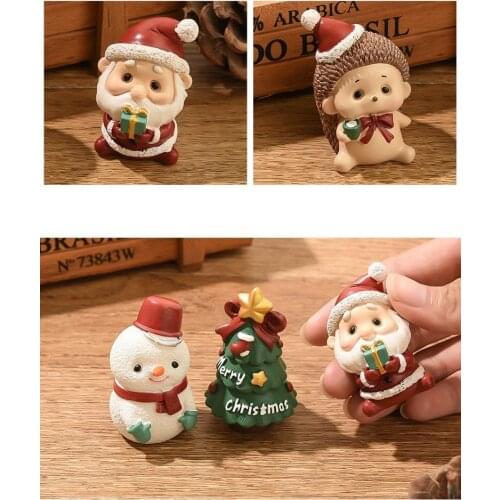 Resin Christmas Family Small Animal Decoration Creative Home Decoration Mini Christmas Tree Old Man Christmas Gift#8812