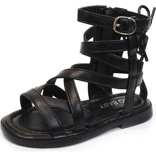COZULMA Summer Kids Fashion Gladiator Sandals Roman Shoes For Girls Side Zip Beach Sandals Size 22-31