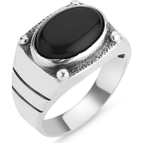 Silverlina Silver Oval Onyx Stone Oxidized Ring