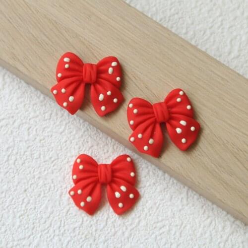 10 PCS 21x18mm Resin Red Wave Point Bowknot DIY Handmade Earrings Headwear Accessories For Jewelry Making