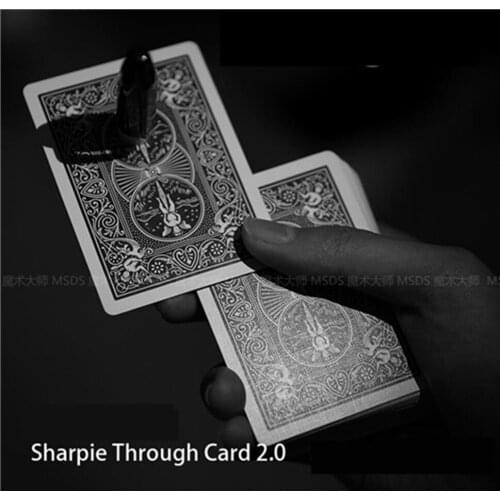 Sharpie Through Card 2.0 (Gimmick+instruction) - Card Magic Trick,Accessories For Professional Magicians,Mentalism