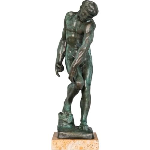 Adam Statue by Rodin Replica Bronze Classical Famous Sculpture Collectible Figurine for Decoration Display