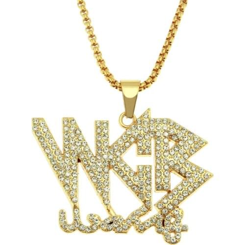 Hip Hop Rhinestones Paved Bling Iced Out KCB Letter Pendants Necklace for Men Rapper Jewelry Gifts Drop Shipping
