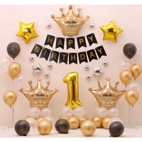 Happy birthday party supplies number Aluminum balloons set banners kids adult Macaron balloon wedding decoration baby shower