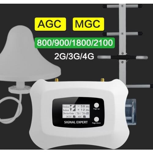 Signal amplifier gsm 2g 3g 4g cellphone Cellular amplifier mobile network signal booster repeater 900 800 1800 2100 AGC MGC 70dB