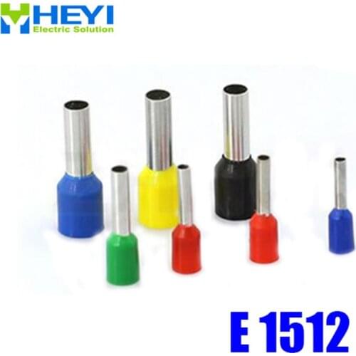 Top quality 100pcs/lot E1512 AWG#16 Tube Insulated End Terminals Copper Crimp Terminals