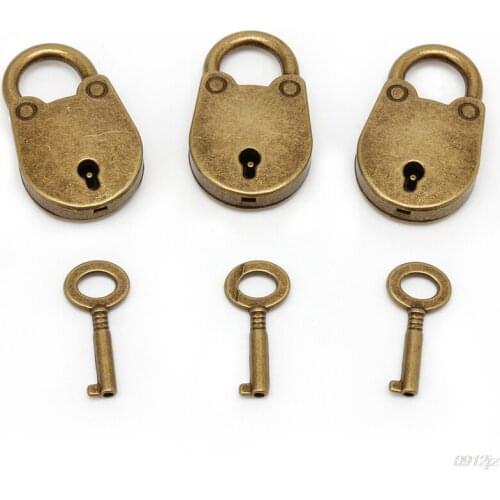 Locks 1 set (3Pcs) Old Vintage Antique Style Mini Archaize Padlocks Key Lock With key Home Decer Hand Craft