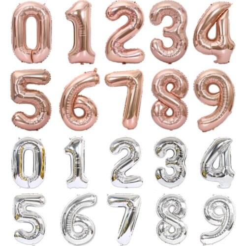 1pc 40inch Rose Gold Silver Aluminium Foil Number Balloons 0-9 Birthday Decoration Wedding Engagement Party Decor Globos Baby