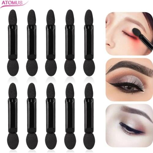 10pcs/pack Beauty Female Double-Head Sponge Eyeliner Brush Make Up Supplies Portable Eye Shadow Tool Brushes Nail Mirror Powder