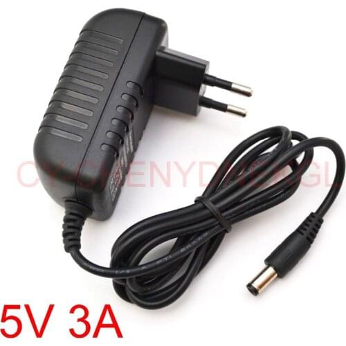 50PCS 5V3A AC 100V-240V Converter Adapter DC 5V 3A / 3000mA Power Supply EU Plug AC/DC 5.5 mm x 2.1mm-2.5mm