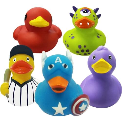 ESALINK 9Cm Bath Toy Baby Toy Rubber Duck Duck With Glasses Baby Squeak When Taking A Bath Child Floating Toy Girl And Boy