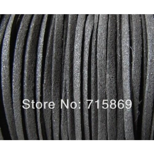 Free Shipping Metallic Black Color 100Yards (92 Meters) 5 mm Flat Faux Suede Leather Cord