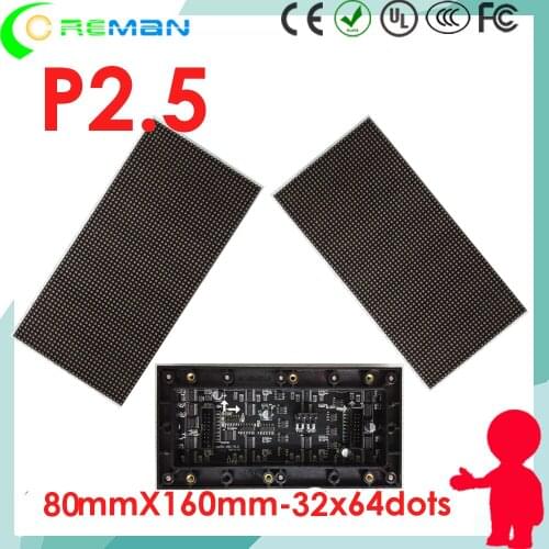 Aliexpress russian free shipping p2.5 led module full color led display screen outdoor indoor 64x64 64x32 1/16scan module led