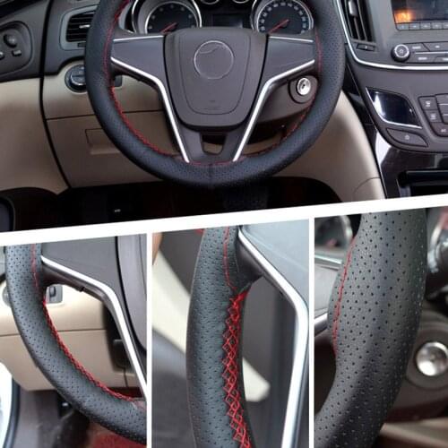 Top Genuine Leather Steering Wheel Cover Breathable DesignBraid Case fit car suv diameter 38cmAuto Steering-Wheel