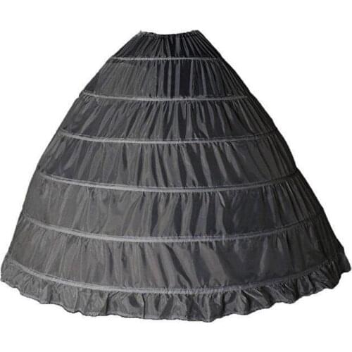 Black Ball Gown Petticoats Slip 6 Hoop plus size Crinoline For Quinceanera Dress Accept Custom cheap floor length