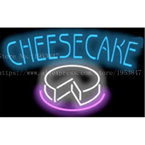 Cheesecake Cake Neon sign Real Glass Tube Bulbs Light Bar Beer Club Decoration Signboard drink Deli Shop Store 19"x15"