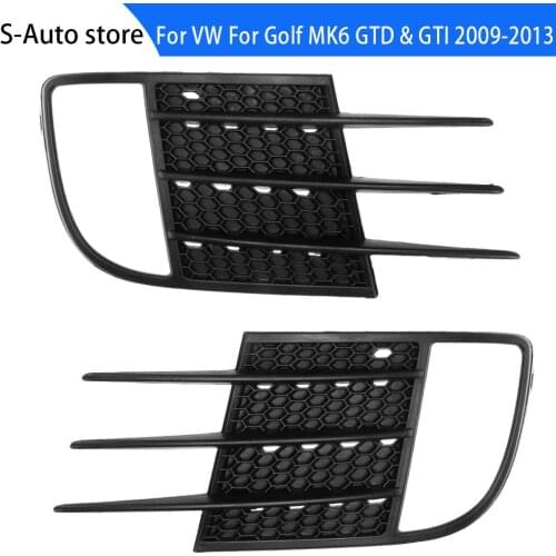 For VW For Golf MK6 GTD & GTI 2009-2013 A Pair Glossy Black Car Front Bumper Fog Light Grille Grill Cover 5K0853665C 5K0853666C