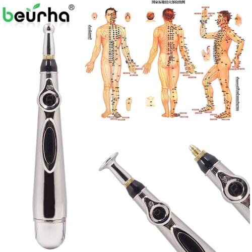 Electric Meridian Energy Pen Electronic Tens Acupuncture Massager Laser Therapy Heal Massage Pen Relief Pain Nerve Stimulator