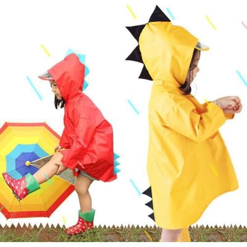 JPZYLFKZL 2018 Cute Small Dinosaur Waterproof Polyester Rain Coat Boy Girls Windproof Poncho Kindergarten Student Baby Raincoat