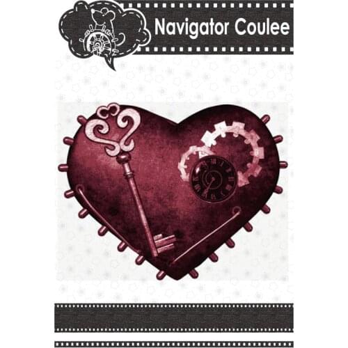 Steampunk Mechanical Mold Heart Key Clock Gear Die to Scrapbook Layered Template Embossed Embossing New Cutting Die for 2021