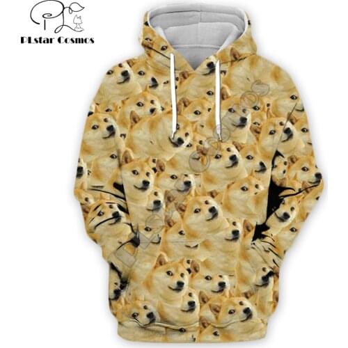 PLstar Cosmos 2019 Fashion Men hoodies Head doge Sweatshirt Animal God dog/shiba inu Print 3d Unisex t-shirt/Hoodies/Zip jacket