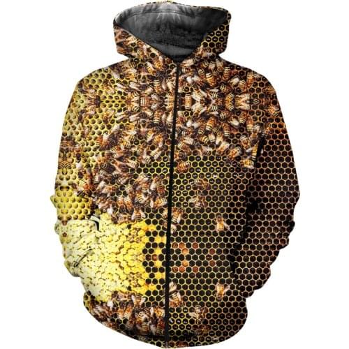 PLstar Cosmos Fashion Men hoodies insect Bee 3D Printed zip Hoodie Unisex hip hop streetwear hoody Sweatshirt drop shipping